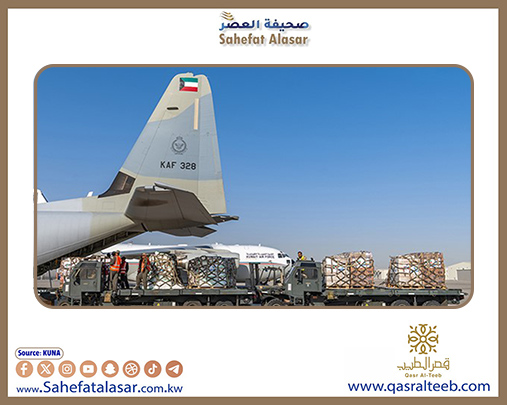 إقلاع الطائرة الإغاثية الثالثة من الجسر الجوي الكويتي محملة بـ10 أطنان مساعدات غذائية للأشقاء في غزة..