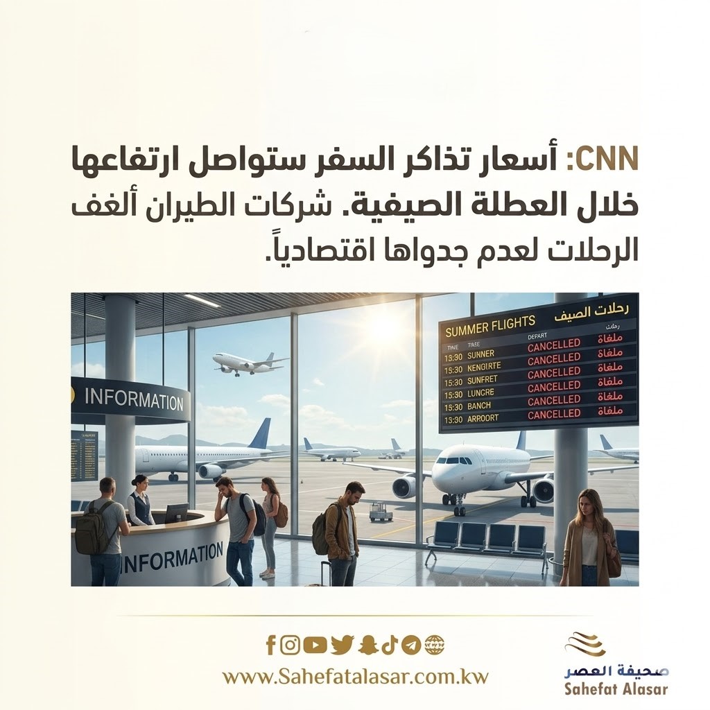CNN: أسعار تذاكر السفر ستواصل ارتفاعها خلال العطلة الصيفية. شركات الطيران ألغت آلاف الرحلات لعدم جدواها اقتصادياً..