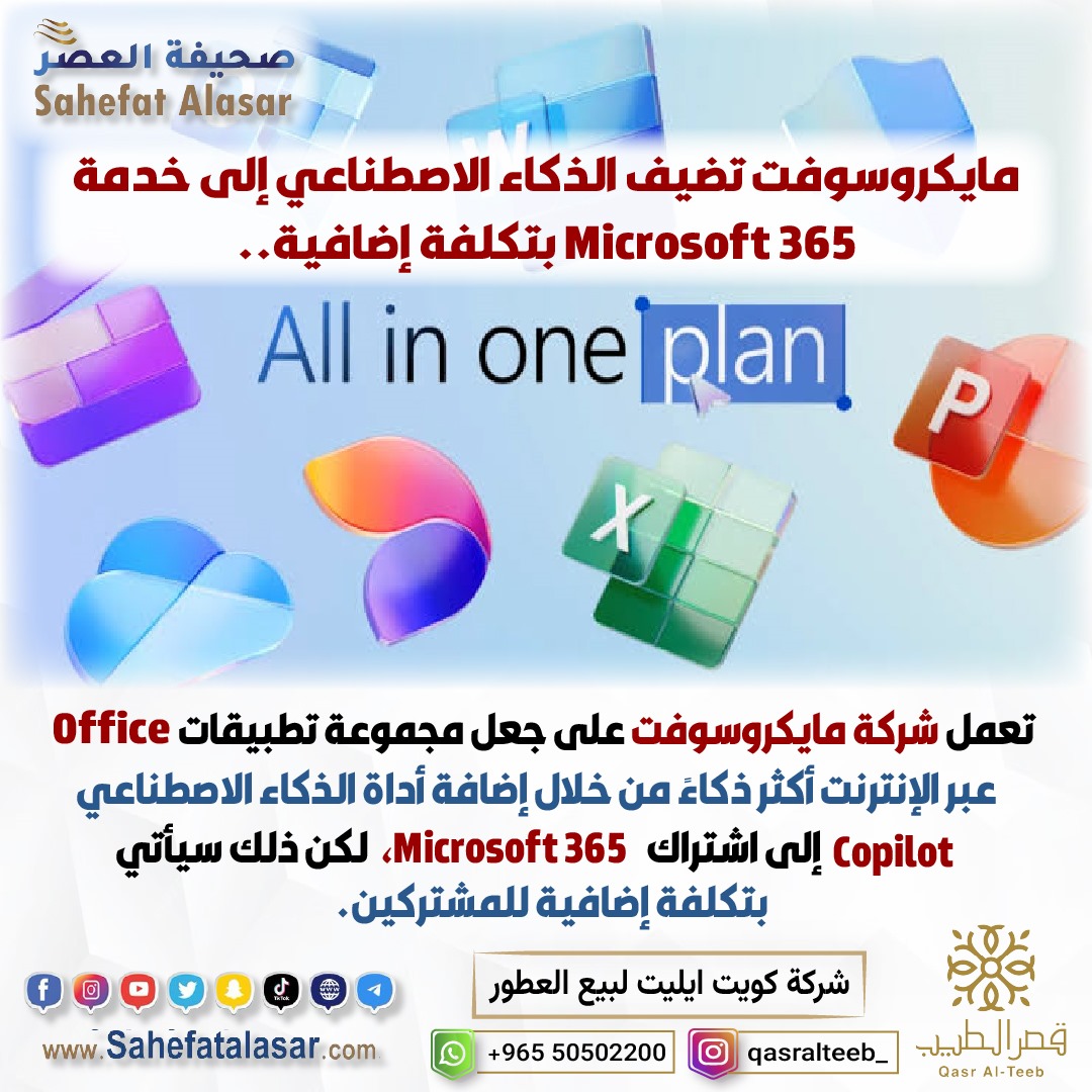 مايكروسوفت تضيف الذكاء الاصطناعي إلى خدمة Microsoft 365 بتكلفة إضافية..